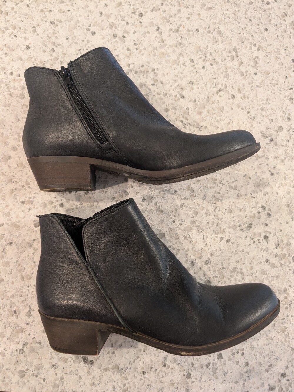 Lucky Brand Leather Banterr Booties Size 8 Black Western Ankle Boots Chelsea